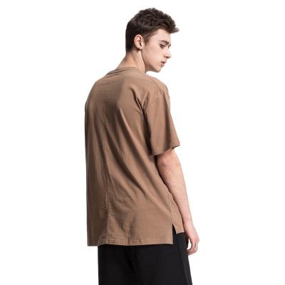 China 2020 summer European and American fashionable washed men's high-street brand short-sleeved T-shirt long the corner slit edge retro viable for sale