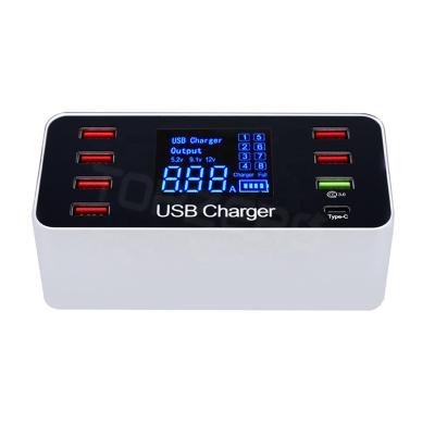 China Smart Mobile Phone Charger Adapter 60w Multi Fast Charger Adapter Digital Display USB Wall Charger for sale