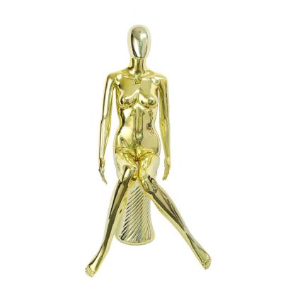 China Low Price Plus Size Factory Wholesale Reclining Golden Female Chrome Naked Dummy Mannequin Display for sale