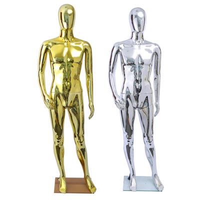 China Silver luster plated color electroplating factory sales directly standing adult full body male mannequin clothing window display mannequin for sale