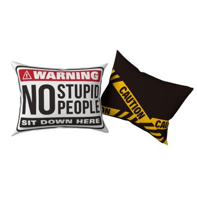 China New Mr. Sci Science Factory warning sign pillow No Stupid People Sit Down Here pattern for science gift 30*40cm for sale