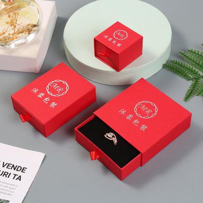 China New Recyclable Popular Tanning Kraft Paper Gift Box Packaging Small Slide Jewelry Box Custom Logo for sale