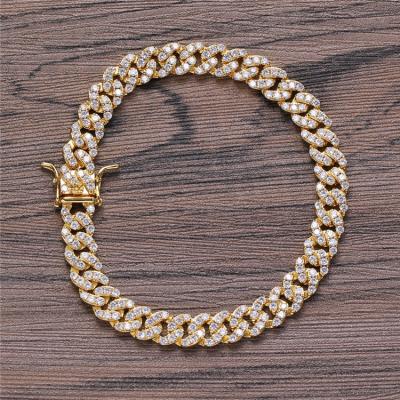 China Hotselling Fashion Women Hips Nickel Free 7inch 8inch 8mm Iced Out Bling Bling Cubic Zircon CZ Cuban Link Chain Bracelet for sale