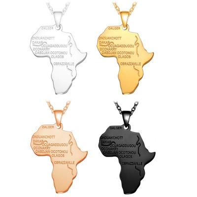 China Personalized Hip Hop Country Map Necklace Jewelry 4 Colors Stainless Steel Environmental Friendly Personalized African Map Pendant Necklace for sale