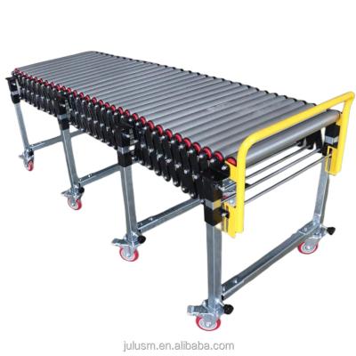 China 2023 Year Heavy Duty Full Automatic Telescopic Carbon Steel Oil Resistant Belt Carbon Steel Expandable Retractable Ice Skating Roller Conveyo for sale