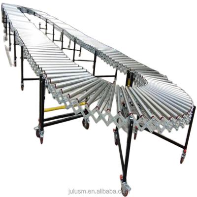 China Newest Design Food Grade Oil Heavy Duty Stainless Steel Telescopic Roller Unloading Belt Cargo Conveyor Line for sale