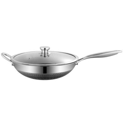 China Modern 316 Stainless Steel Wok Pan 304 Nonstick Pan Three Layers Steel for sale