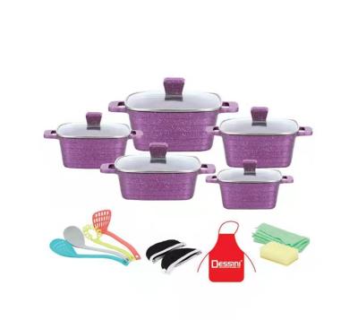 China Sustainable Square Stripe 19 Piece Non-Stick Kitchen Set for sale