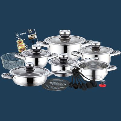 China 23 sustainable pieces of stainless steel cookware set with thermometer and lid for sale