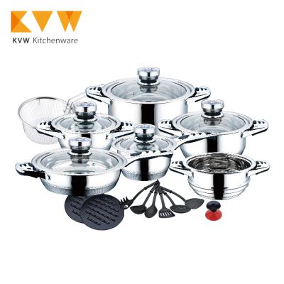 China Sustainable Factory Price 23pcs Pot Stainless Steel Non-Stick Cookware Sets for sale