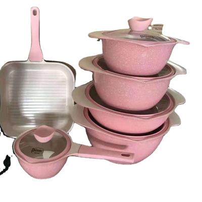 China 18PCS Rose Home Non-Stick Casserole Pan Set Rose for sale