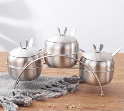 China Home Kitchen Direct Selling Stainless Steel Pot Set Salt Pot Seasoning Seasoning Pot With Lid for sale