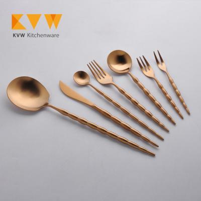 China Sustainable Hotel Gold Silverware Set Stainless Steel Flatware Gold Cutlery for sale