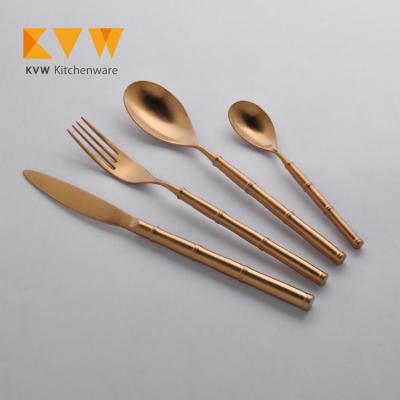 China Sustainable Dining Gold Cutlery Set Gold Flatware Stainless Steel for sale