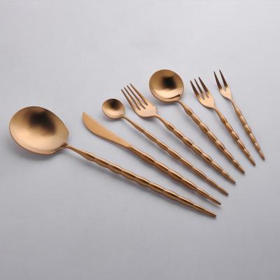 China Sustainable Luxury Gold Stainless Steel Flatware Gold Cutlery for sale