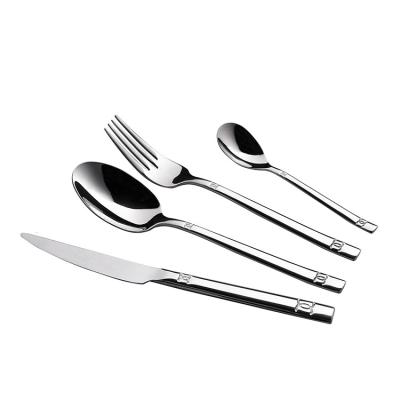 China Sustainable New Design Stainless Steel Russian Cutlery Set With Laser Logo Pattern for sale