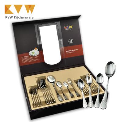 China Sustainable Silver Plated Stainless Steel Flatware Wholesale Cutlery Set 24pcs Dinnerware Set for sale