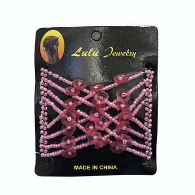 China Trendy Hair Comb Fashion Variety Crystal Beads Steel Wire Hairpins Clip For Women Magic Flower Hair Comb for sale