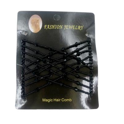 China Wholesale Fashionable Hair Comb Hair Clip Magic Hair Combs Multi Color Double Twist Combs Flower Shape Beaded Hair Accessories For Women for sale