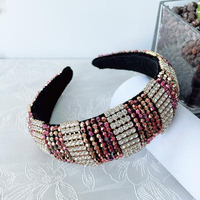 China 2021 hot sale fashionable faux stone crystal headband design luxury hair band bling headband for sale