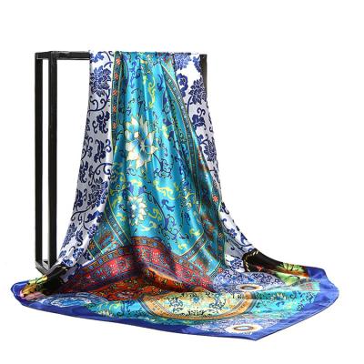 China Fashionable Scarf High Quality Silk Scarf Women Print Hair Neck Scarves Office Ladies Shawl Girl Square Scarf for sale