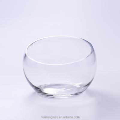 China Modern Unique Art Oval Large Glass Vase and Fish Glass Bowl with Oblique Mouth for sale