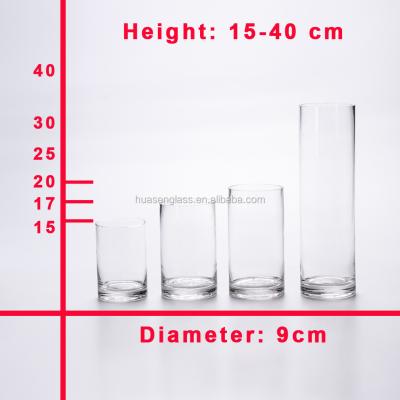 China Tall Clear Glass Vase Classic Cylinder Cheap Glass Vase/Wedding Centerpiece Vase for sale