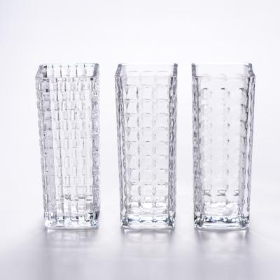 China 2017 eco-friendly new stock made from factory cubic clear glass vase tall wholesale cheap for sale