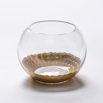 China Feature 2017 new design fashion plated gold round ball glass vase for wedding centerpiece/home deco for sale