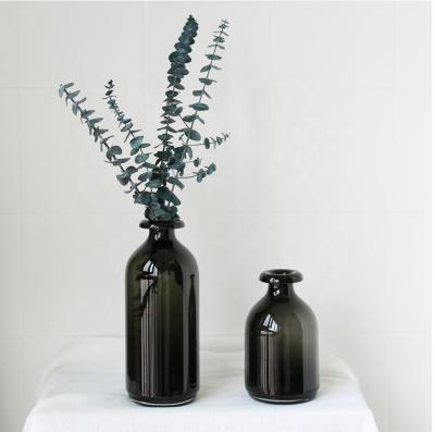 China CLASSIC Handmade Instagram Style Gray Color Glass Single Vase for Centerpiece Table Dry Flower Arranging Home Decoration for sale