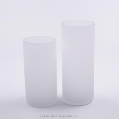 China From Europe Factory Directly Sale Modern Simple Minimalist Style Frosting White Tall Cylinder Glass Vase With Different Size For Wedding for sale