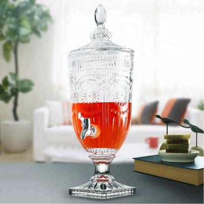 China Wholesale Hotel Eco-friendly Glass Beverage Dispenser Spit Juice Jar With Tap And Glass Lid 3000ml 0.8Gallon for sale