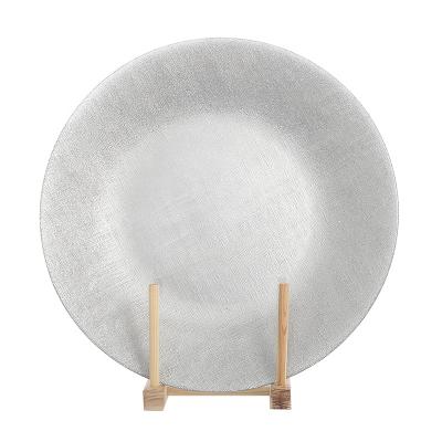 China Wholesale Elegant Simple Gray Color Dinner Charger Dish Glass Serving Tray Viable For Home Restaurant for sale