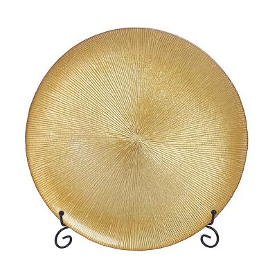 China Viable Gold Color Glass Charger Dinner Plate For Wedding Party Hotel Home for sale