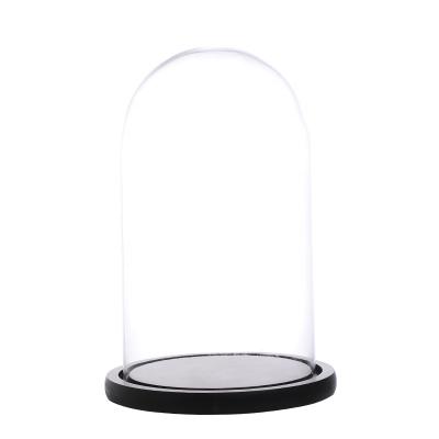 China From Europe Factory Directly Sale Bell Glass Bell Glass Dome With Black Wooden Base Different Size For Festival Home Decoration for sale