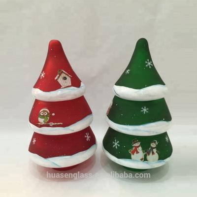 China Sustainable Clear Christmas Tree Shaped Glass Canister / Apothecary Jar / Glass Jar for sale