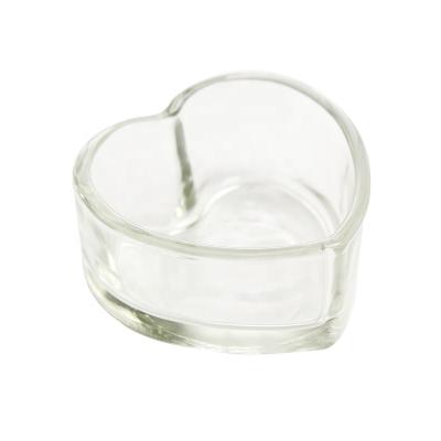 China Morden Mini Cheap Heart Shape Clear Glass Candle Tealight Votive Holders For Wedding Home Decoration for sale