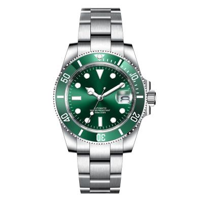 China Day/Date Watches Mens Luxury Brand Automatic Stainless Steel Bracelet Watches Green Sunburst Dial Date Roles Watch for sale