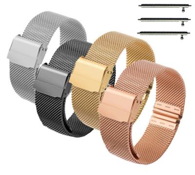 China Water Resistant IP Plating Stainless Steel 22mm 20mm 18mm Mesh Watch Band Milanese Recoil Spring Bar With Quickly for sale