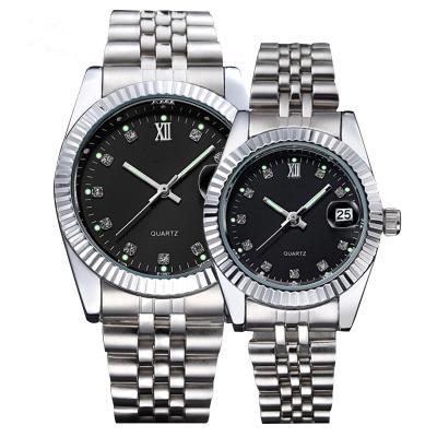 China Water Resistant Silver Gold Toned Two Roles Watches Sports Waterproof Couples Watch 2021 Luxury for sale