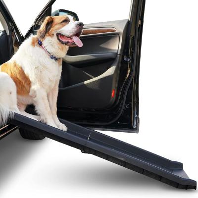 China 62 inch Viable Pet Dog Ramp Safety Bi-Fold Foldable Portable Travel Ramp Adjustable Dog Ladder Car Ramp for sale