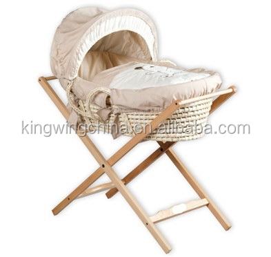 China Corn Husk Baby Moses Basket with Cloth and Stand for sale