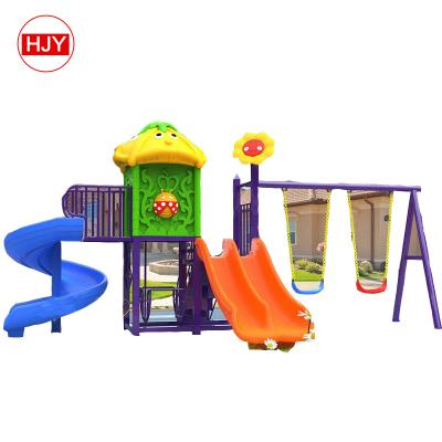 China 3-12years kids new plastic commercial slide and outdoor playground equipment plastic slide and swing for sale