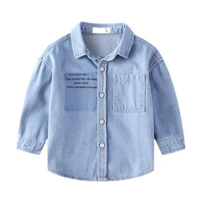 China New Spring Anti-wrinkle 2021 Kids Baby Clothing Top Denim Long Sleeve Cotton Boys Shirt for sale