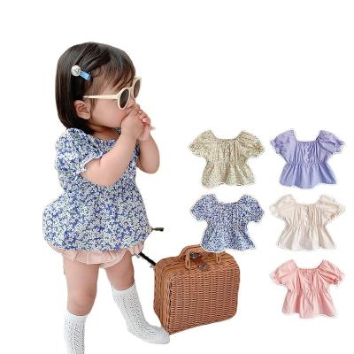 China Anti-wrinkle baby clothes infant breath sleeve shirt 2021 summer little girls clothes Korean style size short sleeve top for sale