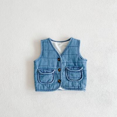 China INS Autumn Winter Plus Velvet Thickening Baby Girls Boys Kids Casual Infant Vest for sale