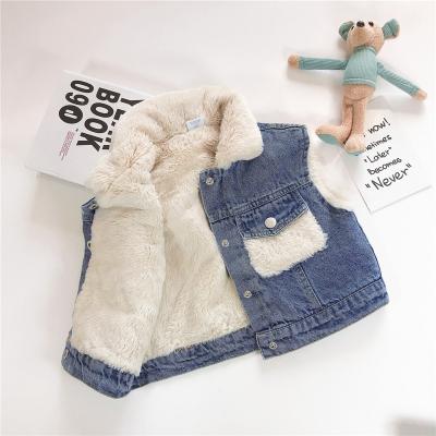 China Boys Girls Girls Casual Korean Kids Lamb Hair Cashmere Denim Vest Waistcoat for sale