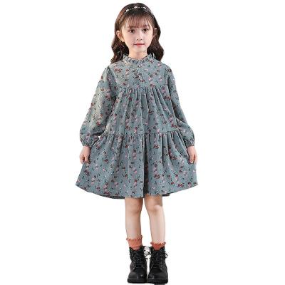 China 2021 Baby Long Sleeve Chiffon Dress Cotton Casual Floral Girls Dress Anti-static Children's Dresses for sale