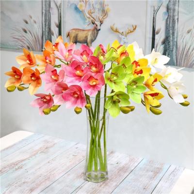 China Beautiful Colorful Artificial Flower PX1464 Wedding 3D Printing Latex Orchid Real Touch Artificial Cymbidium Flower For Decor for sale