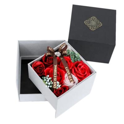 China Japan and South Korea style creative gift PX1552 rotating with Special Logo Gift Box Rose Head soap flower for sale